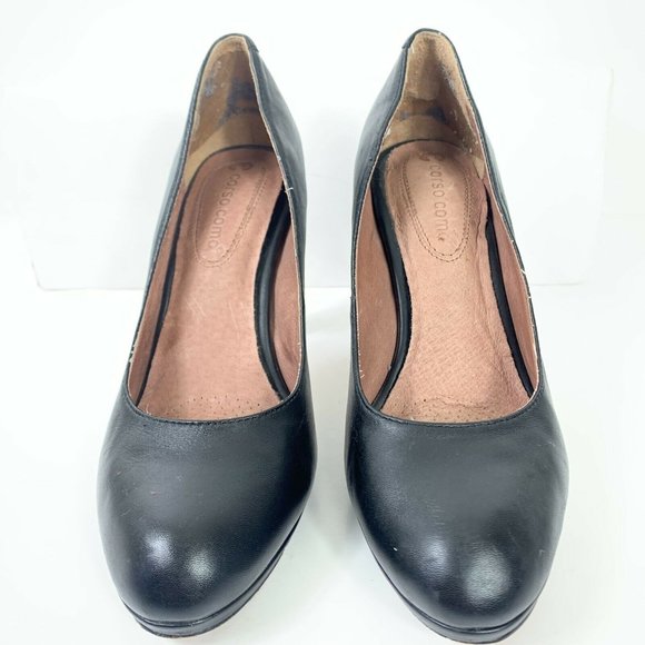Corso Como Black Leather Heels Pumps Wms Sz 6.5M - Picture 5 of 8